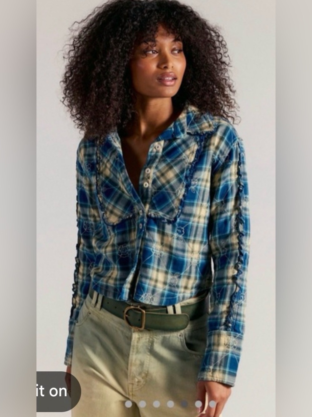 Free people Georgia plaid button down NWT